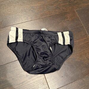 Men’s Swim Briefs Black with Cream Stripe Size Small